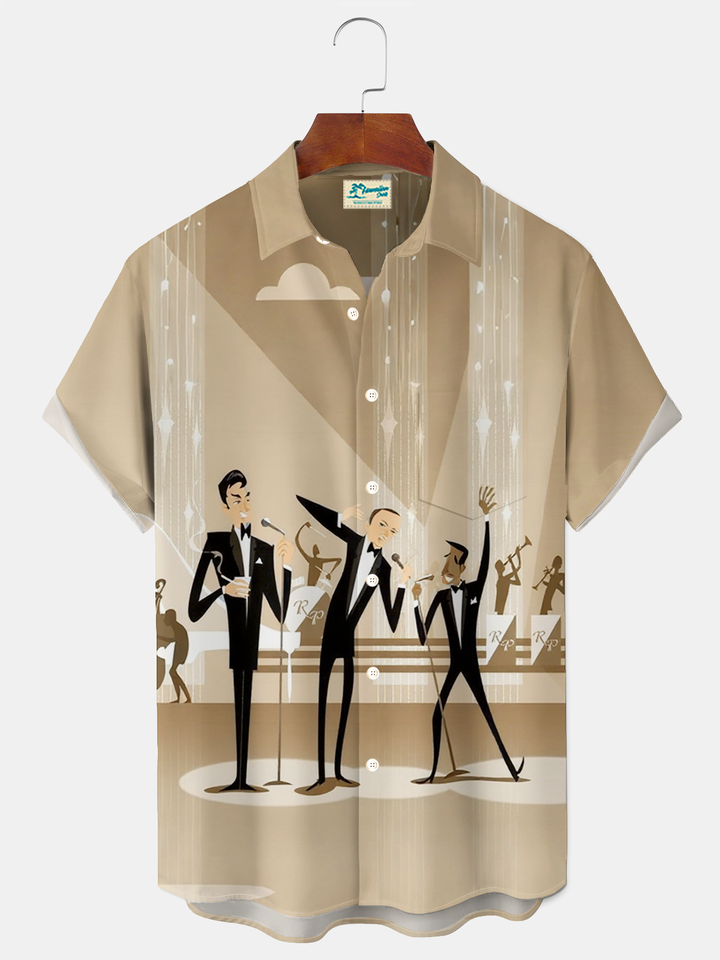 Alohadaddy® Retro 1950s Mid-century Atomic Age Geometric Graphic Print Men&