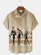 Alohadaddy® Retro 1950s Mid-century Atomic Age Geometric Graphic Print Men's Button Pocket Short Sleeve Shirt Big & Tall