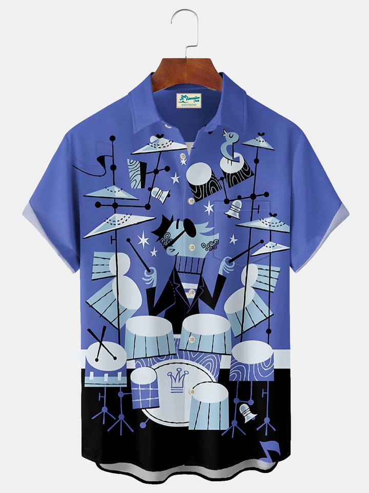 Alohadaddy® Vintage Medieval Atomic Music Cartoon Print Men&