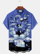 Alohadaddy® Vintage Medieval Atomic Music Cartoon Print Men's Casual Stylish Button Pocket Hawaiian Summer Shirts Short Sleeve Shirt Big Tall