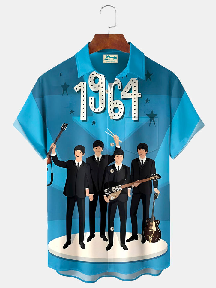 Alohadaddy® Vintage Medieval Atomic Music Cartoon Print Men&