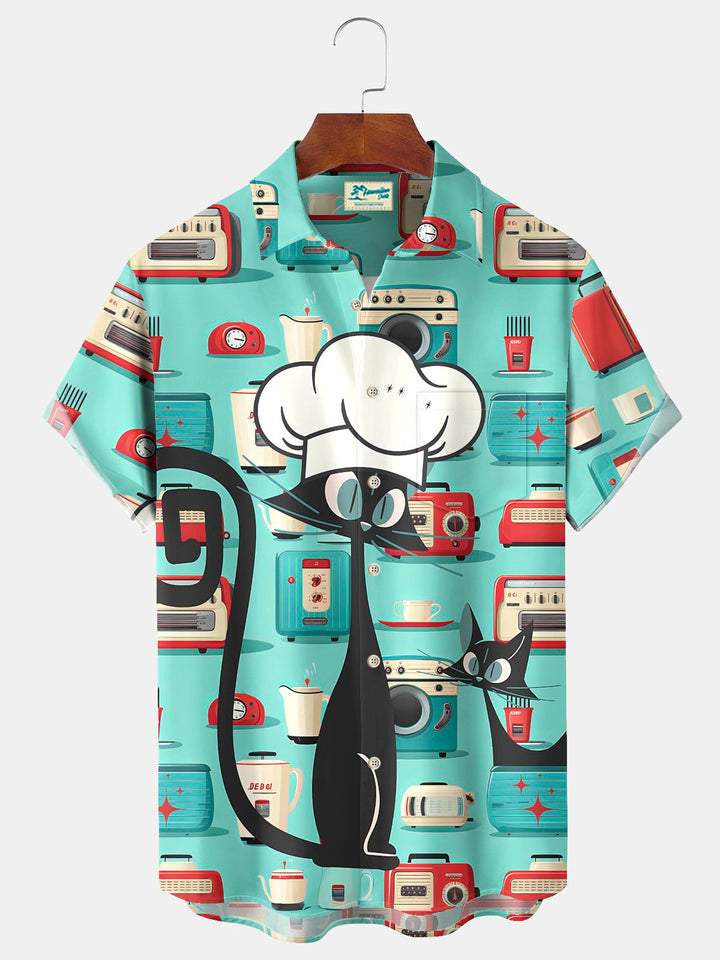 Alohadaddy® Vintage Medieval Atomic Cat Print Men&