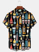 Alohadaddy® Vintage Medieval Atomic Wine Print Men's Casual Stylish Button Pocket Hawaiian Summer Shirts Short Sleeve Shirt Big Tall