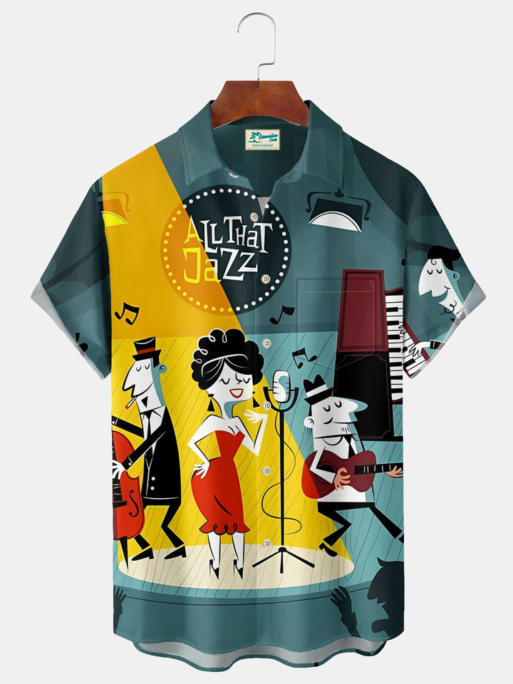 Alohadaddy® Vintage Medieval Atomic Music Cartoon Print Men&