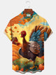 Alohadaddy® Thanksgiving Turkey Print Casual Stylish Hawaiian Shirt Summer Shirts Pocket Short Sleeve Shirt Big Tall