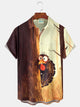 Alohadaddy® Thanksgiving Turkey Print Casual Stylish Hawaiian Shirt Summer Shirts Pocket Short Sleeve Shirt Big Tall