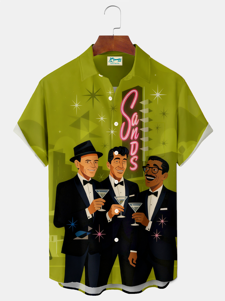 Alohadaddy® Vintage Music Rat Pack Graphic Print Men&