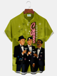 Alohadaddy® Vintage Music Rat Pack Graphic Print Men's Button Pocket Short Sleeve Shirt Big & Tall