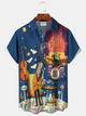 Alohadaddy® Men's Vintage Atomic Jazz Cat Print Retro Short Sleeve Shirt Big & Tall