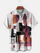 Alohadaddy® Men's Vintage Music Jazz Geometric Art 50S Print Retro Short Sleeve Shirt Big & Tall