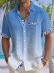 Alohadaddy® Hawaiian Gradient Floral Print Men's Short-Sleeved Button-Down Shirt Big & Tall