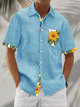Alohadaddy® Men's Tropic Flowers Print Retro Short Sleeve Shirt Big & Tall
