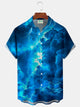 Alohadaddy®Retro Gradient Art Lightning Print Men's Button-Down Short-Sleeve Shirt Big & Tall