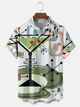 Alohadaddy® Men's Vintage Medieval Geometric Atoms Cocktail Print Retro Short-Sleeve Shirt Big & Tall