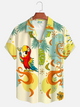 Alohadaddy® Men's Tropic Medieval Geometric Atoms Cocktail Parrot Hibiscus Flowers Gradient Art Forgiving Fit Camp Collar Print Retro Short-Sleeve Shirt Big & Tall