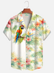 Alohadaddy® Men's Tropic Watercolor Gradient  Art Hibiscus  Parrot  Palm Tree   Forgiving Fit Camp Collar Print Retro Short-Sleeve Shirt Big & Tall