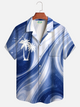 Alohadaddy® Men's Tropic Stripes Gradient Art Palm Tree Forgiving Fit Camp Collar Print Retro Short-Sleeve Shirt Big & Tall
