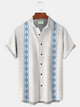 Alohadaddy® Men's Vintage Geometric Gradient Art Rhombus Bohemia Print Retro Short-Sleeve Shirt Big & Tall