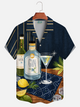 Alohadaddy® Men's Vintage 50S Bowling Cocktail Stripes Relaxed Fit Camp Collar Vertical Panel Print Retro Short-Sleeve Shirt Big & Tall