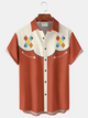 Alohadaddy® Men's Vintage Bowling Stripes Geometric Art Diamond Shaped Line Print Retro Short-Sleeve Shirt Big & Tall