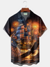 Alohadaddy® Men's Holiday Patriotic 250th Anniversary  USA Flag Eagle Patriotic Sailing Ship Fireworks Print Retro Short-Sleeve Shirt Big & Tall