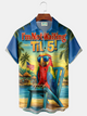Alohadaddy® Men's Tropical Beach Tiki Parrot Sunglasses Not Waiting Til 5 Print Retro Short-Sleeve Shirt Big & Tall