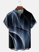 Alohadaddy® Men's Vintage Midnight Swirl Gradient Art Retro Print Casual Shirt Button Down Short-Sleeve Big & Tall