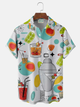 Alohadaddy® Men's Vintage Medieval Geometric Atoms Cocktail Print Retro Short-Sleeve Shirt Big & Tall