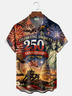 Alohadaddy® Men's Holiday 250th Anniversary Fireworks Patriotic Celebration Retro Print Shirt Button Down Short-Sleeve Big & Tall