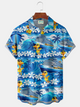 Alohadaddy® Men's Vintage Yellow Ducks Cruise Ships Modern Pop ArtPrint Retro Short Sleeve Shirt Big & Tall