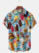 Alohadaddy® Men's Vintage Summer Ice Cream Popsicle Retro Print Casual Shirt Button Down Short-Sleeve Big & Tall