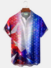 Alohadaddy® Men's Holiday Patriotic American Flag Abstract Geometric Glowing Triangle Sci-Fi Light Retro Print Button Down Short-Sleeve Big & Tall