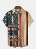 Alohadaddy® Men's Holiday Patriotic One Nation Under God 250th Anniversary 1776-2026 Christian Cross Retro Print Button Down Short-Sleeve Big & Tall