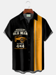 Alohadaddy® Men's Vintage 4x4 Off-Road Jeep Never Underestimate An Old Man Racing Stripe Retro Print Button Down Short-Sleeve Big & Tall