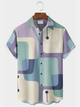 Camisa hawaiana elástica con bolsillo en el pecho y estampado geométrico vintage para hombre de Alohadaddy