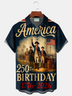 Alohadaddy® Men's Holiday America 250th Birthday 1776-2026 Revolutionary War Print Button Down Short-Sleeve Big & Tall
