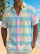 Alohadaddy® Men's Basic Pastel Plaid Check Print Button-Down Pocket Short-Sleeve Shirt Big & Tall