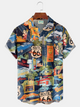 Men's Vintage Hawaiian Shirts Route 66 Classic Car Quick Dry Wrinkle Free Plus Size Tops