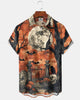 Alohadaddy® Men's Short-Sleeve Button-Down Shirt with Pocket Halloween Print