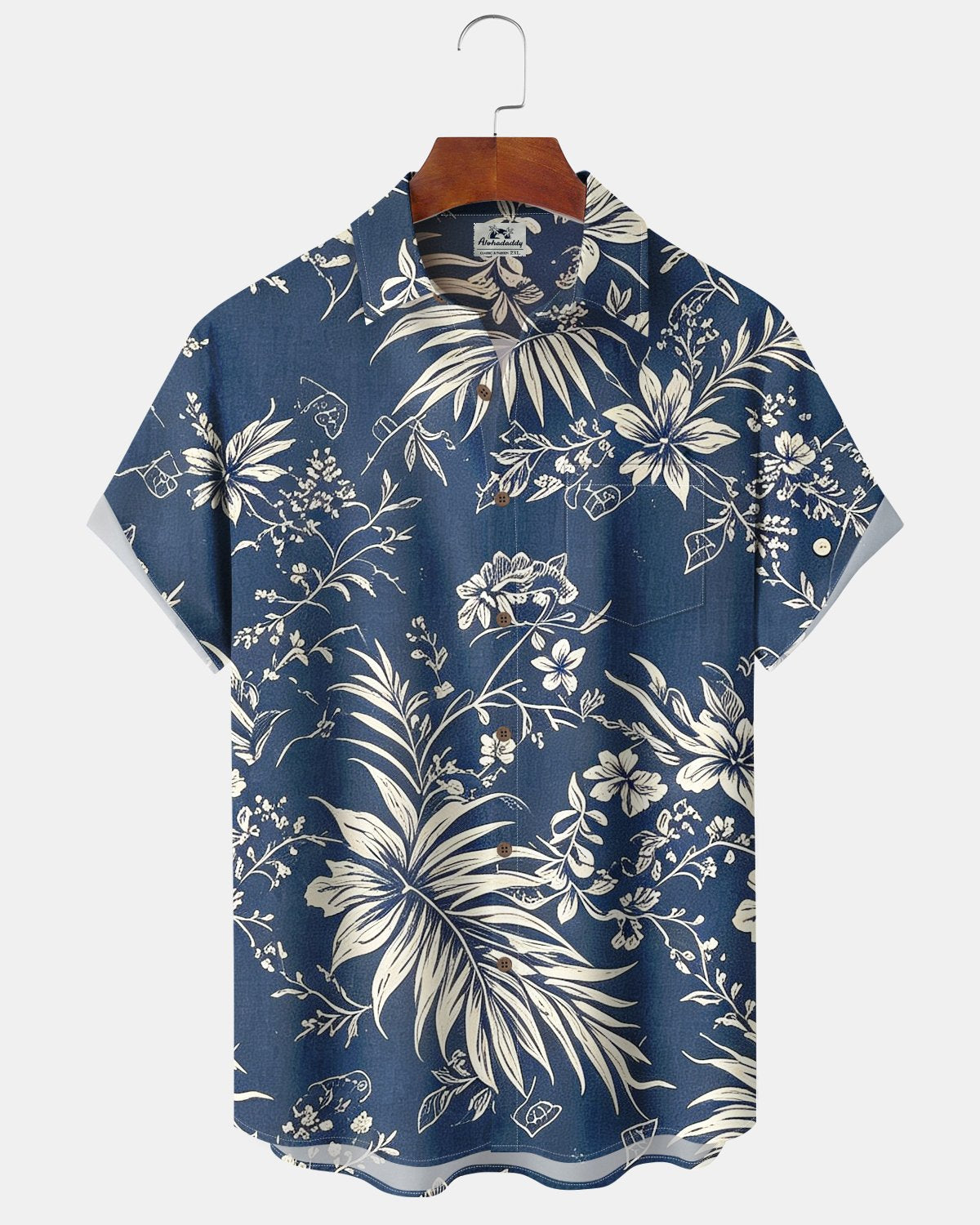 Alohadaddy® Men's Short-Sleeve Button-Down Shirt with Pocket Floral Print