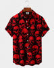Alohadaddy® Men's Short-Sleeve Button-Down Shirt with Pocket Skull Print