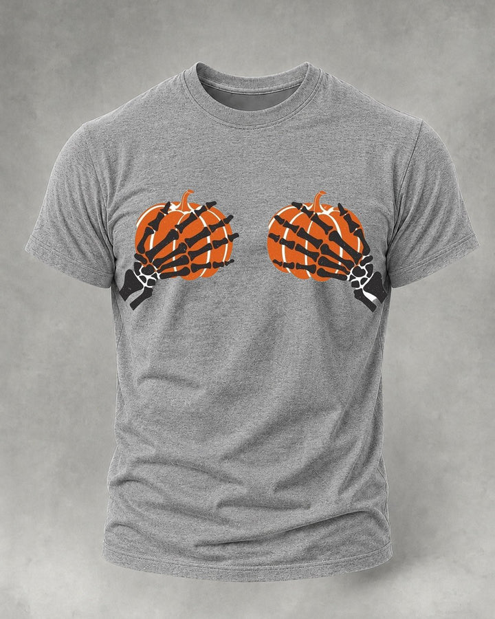 Casual Halloween Pumpkin-Print T-Shirt front print