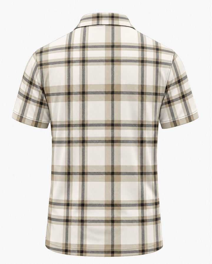 Men’s Basic Casual Checkered pattern Retro Print Button Down Polo Short-Sleeve Big &amp; Tall