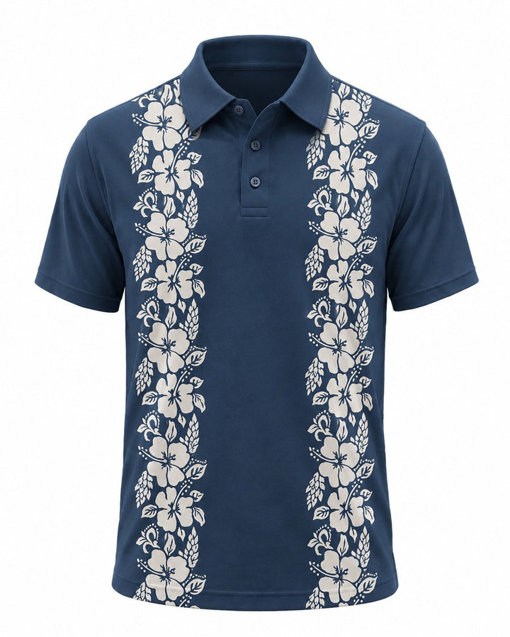Men’s Basic Casual Flowering and plants Retro Print Button Down Polo Short-Sleeve Big &amp; Tall