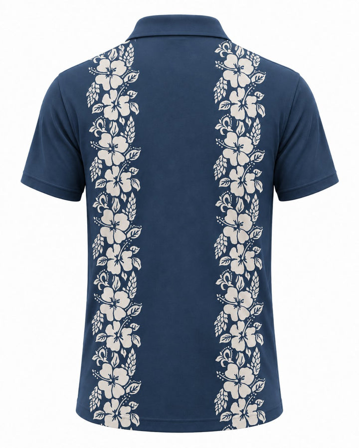 Men’s Basic Casual Flowering and plants Retro Print Button Down Polo Short-Sleeve Big &amp; Tall