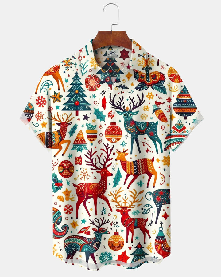 Alohadaddy® Holiday Christmas Reindeer and Christmas Tree Print Men&
