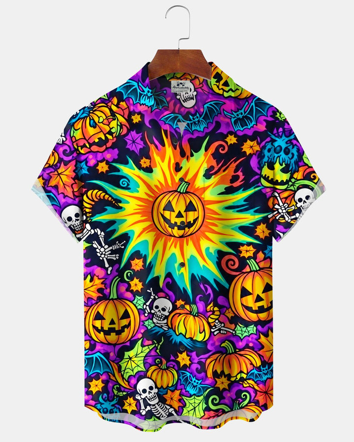 Alohadaddy® Halloween Pumpkin Skull Print Men&