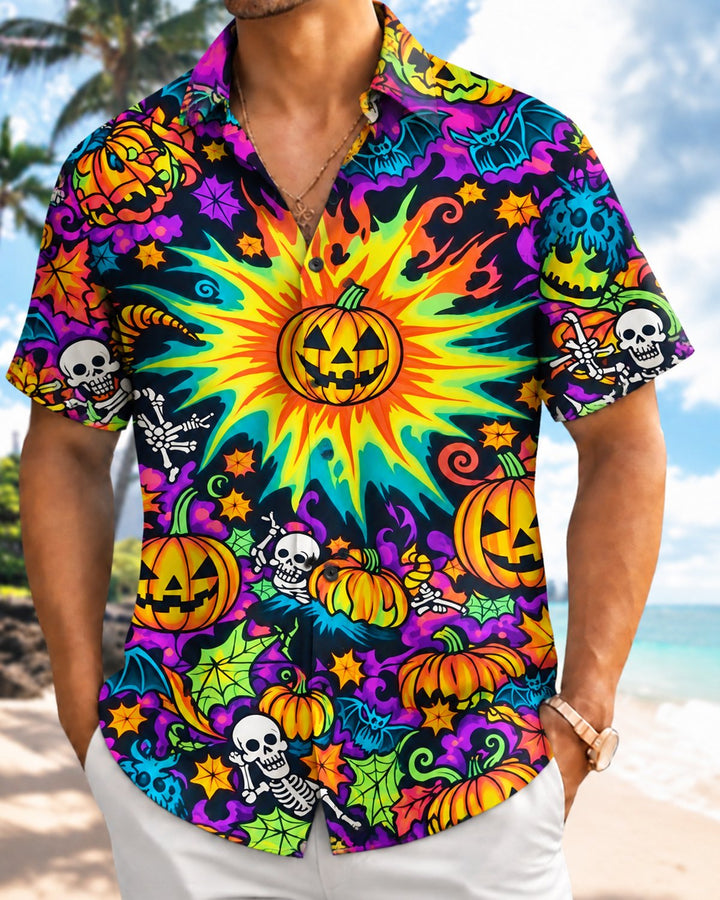 Alohadaddy® Halloween Pumpkin Skull Print Men&