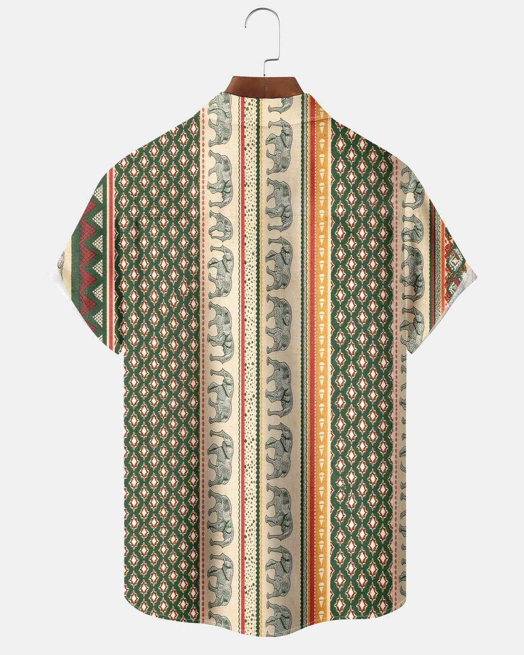 Alohadaddy® Vintage Guayabera Elephant Geometric Print Men&