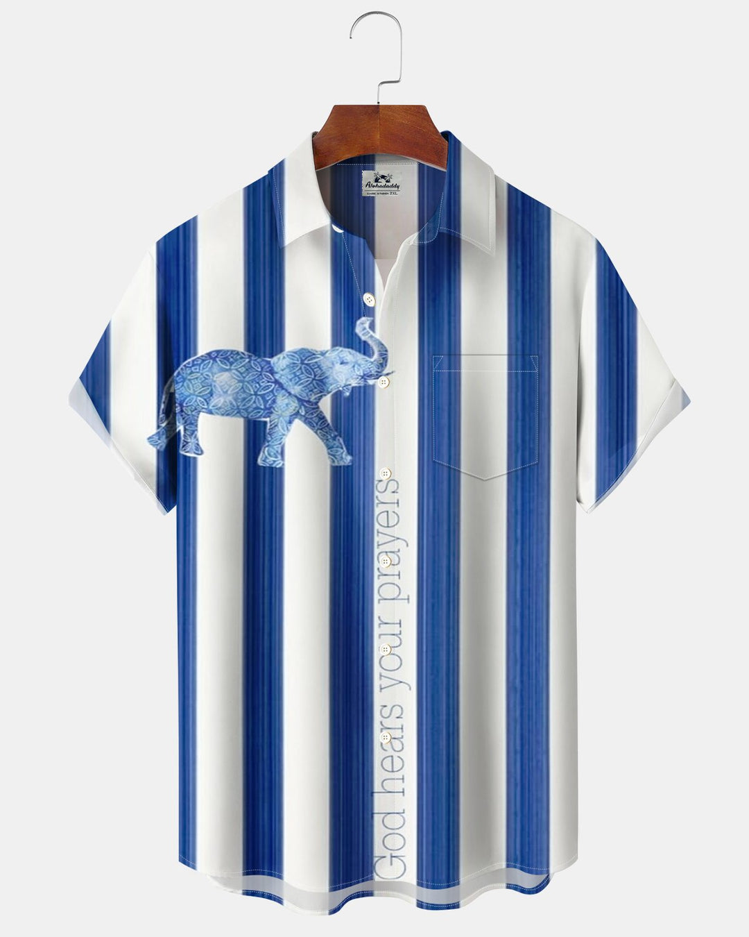 Alohadaddy® Casual Striped Elephant Print Men&